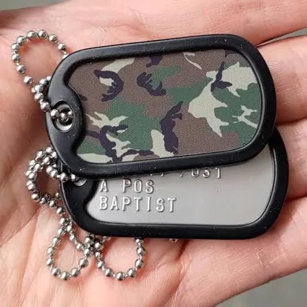 Custom camo hang tag with outdoor brand design — branded retail presentation for hunting apparel lines