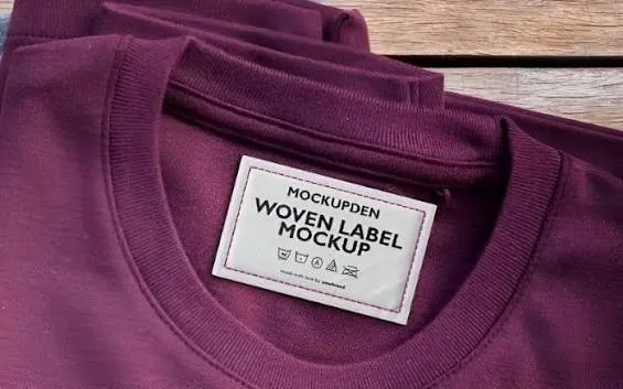 Custom woven neck label and branded hang tag on hockey jersey