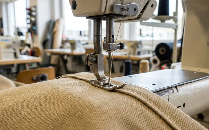 Close-up of Juki 1541 sewing machine in action