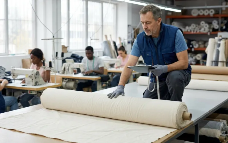 Fabric roll measurement on factory floor