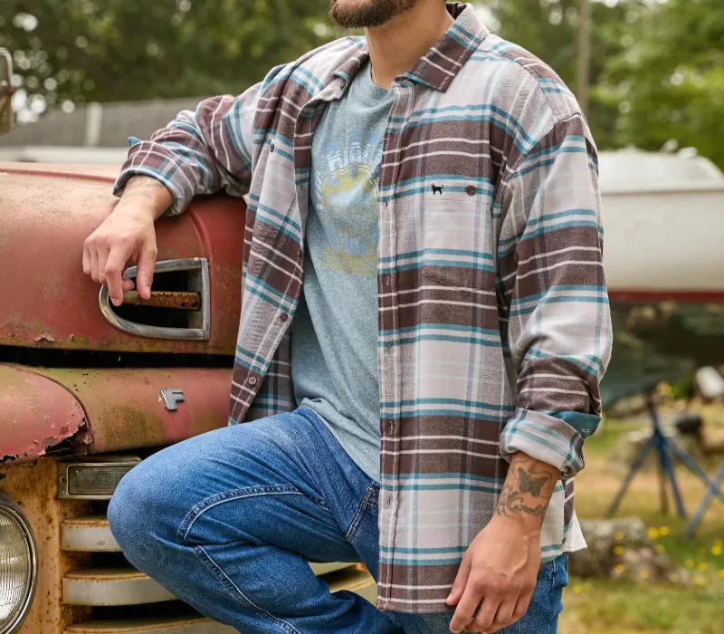 Flannel shirt with a large plaid pattern