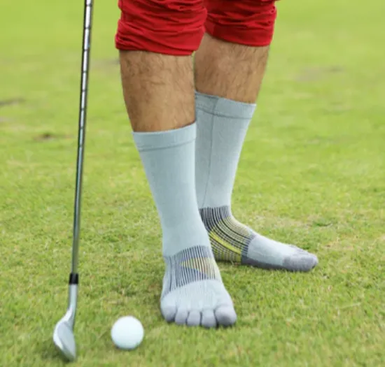 Custom golf socks with arch compression and double-welt cuff construction
