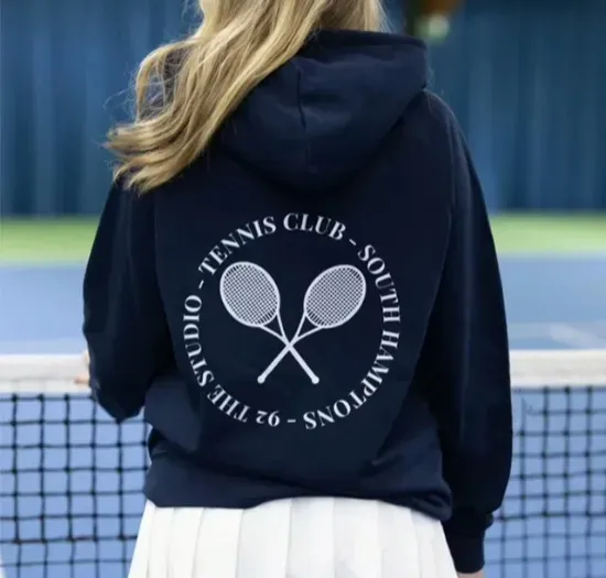 Custom tennis hoodies with brushed fleece and athletic fit