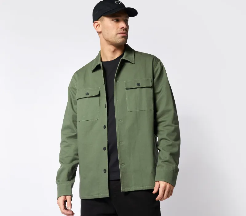 Overshirt or shacket in heavy twill for layering