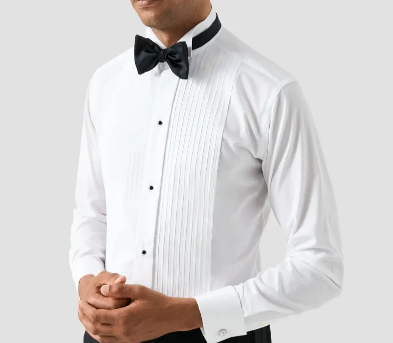 Tuxedo shirt with a pleated bib and French cuffs
