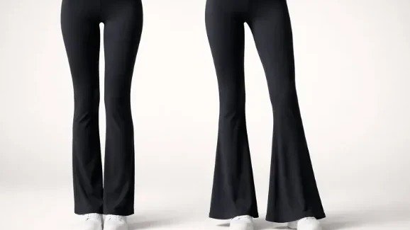 Flare and bootcut yoga pants in dark green — fitted knee with a flared hem