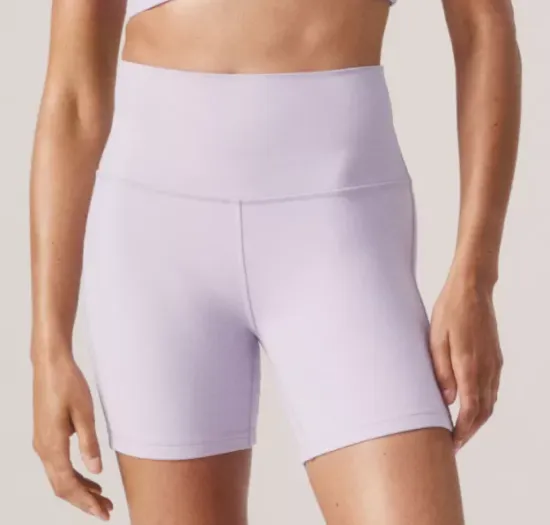Custom yoga shorts with anti-roll wide waistband and diamond gusset construction for unrestricted hip mobility — yoga wear manufacturer