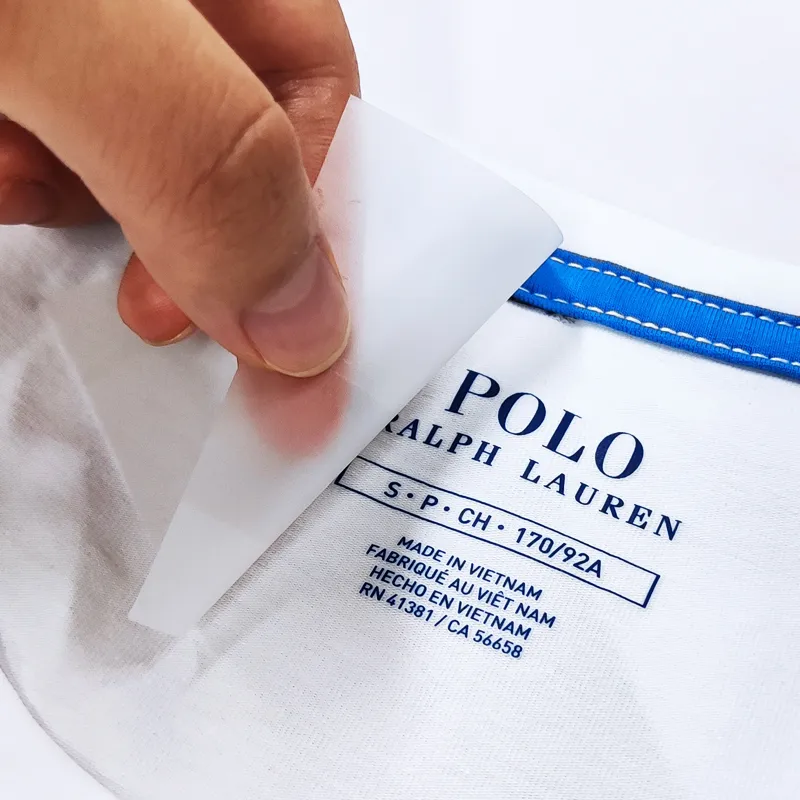 Heat-transfer care labels inside hiking garment