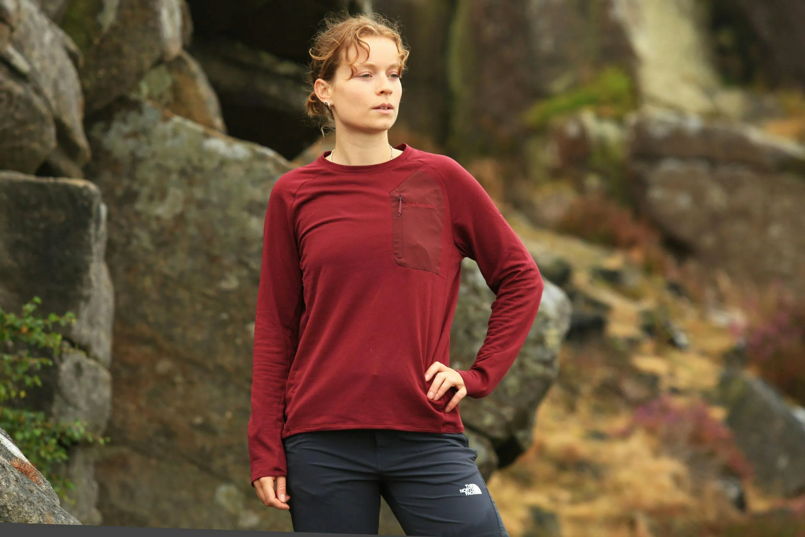 Performance base layer top for hiking