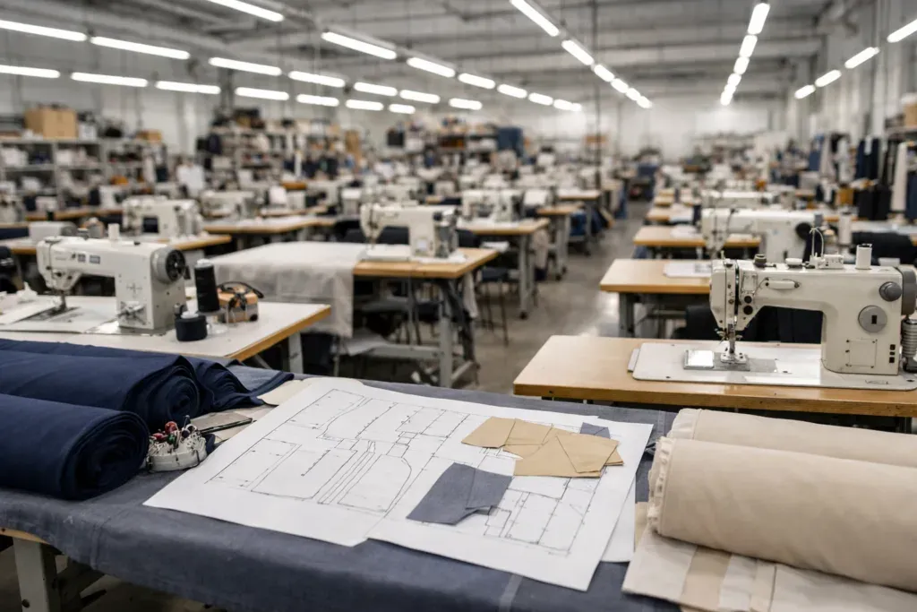 Custom clothing manufacturer production line