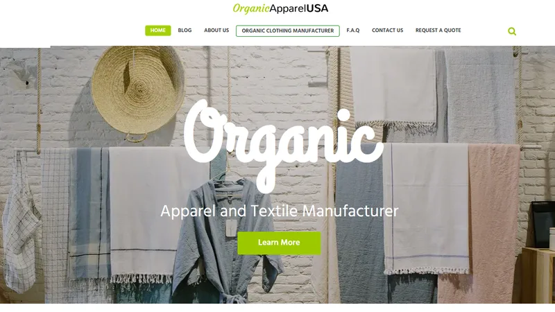 Organic Apparel USA homepage — certified organic wear