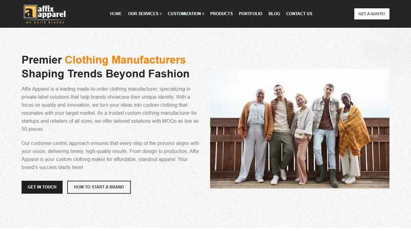 Affix Apparel homepage — Los Angeles private label clothing manufacturer