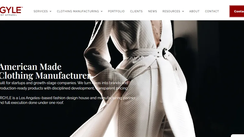 ARGYLE Haus of Apparel homepage — Los Angeles design house and clothing manufacturer