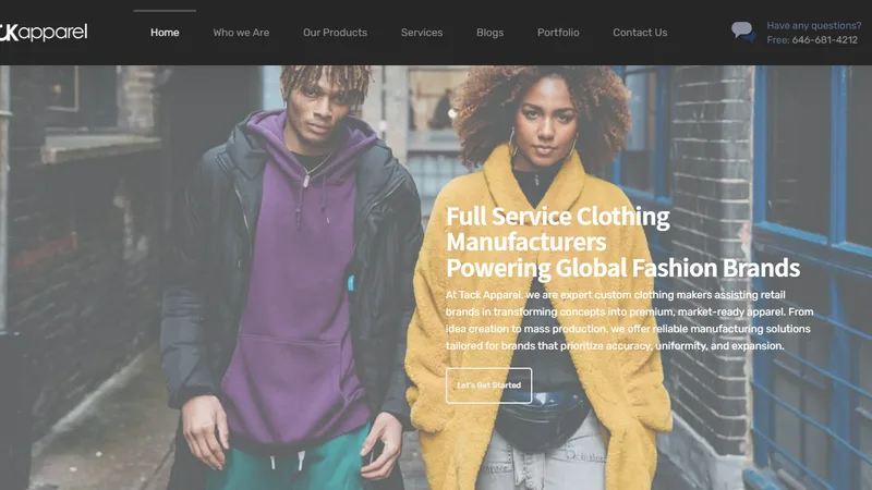 Tack Apparel homepage — Long Beach, CA private label and cut-and-sew clothing manufacturer
