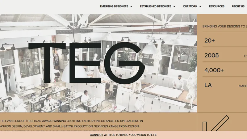 The Evans Group (TEG) homepage — Los Angeles clothing development and cut-and-sew factory