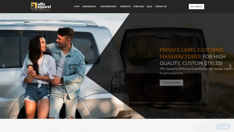Affix Apparel homepage — Los Angeles private label clothing manufacturer