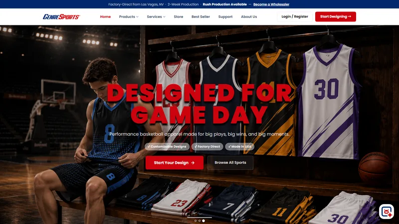 Genre Sports homepage — made-in-USA custom teamwear manufacturer in Las Vegas