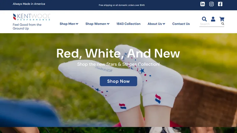 Kentwool homepage — merino wool performance socks made in Pickens, South Carolina