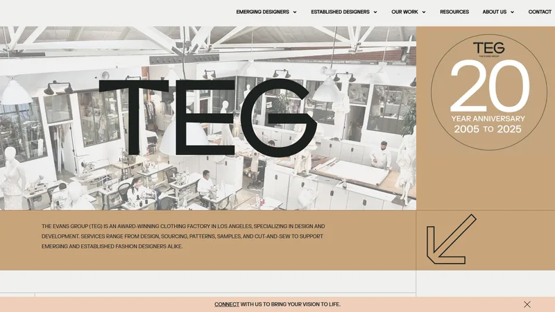 The Evans Group (TEG) homepage — Los Angeles apparel development and cut-and-sew factory