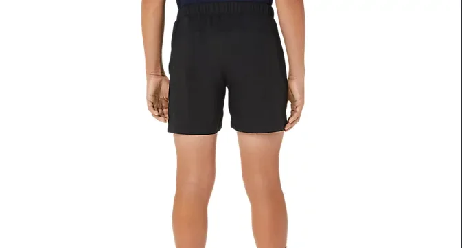 Black performance tennis shorts with an elasticated waistband and side pockets