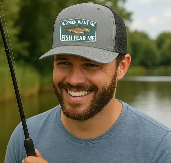 Custom fishing hats with wide brim sun protection and adjustable fit
