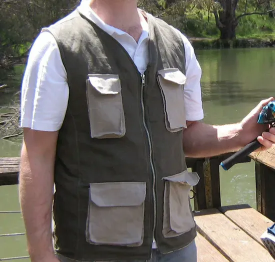 Custom fishing vests with multi-pocket utility and breathable mesh