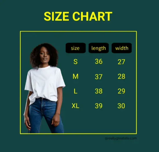 Custom apparel sizing chart with precise measurement specifications for sportswear