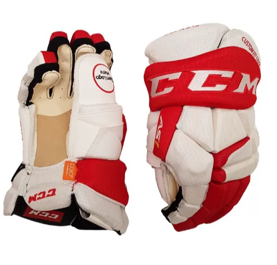 Custom ice hockey gloves with team color sublimation and reinforced palms