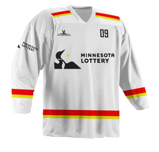 Custom ice hockey jersey with sublimated team graphics and reinforced construction