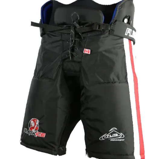 Custom ice hockey pants with reinforced shell and adjustable fit