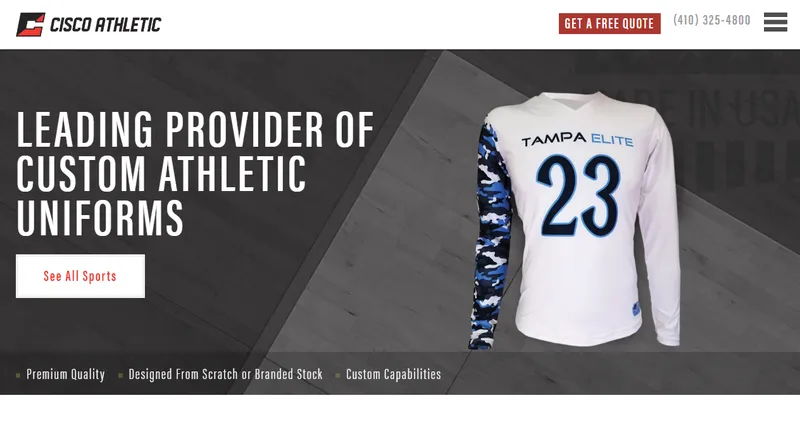 Cisco Athletic homepage — custom team sports uniforms made in USA