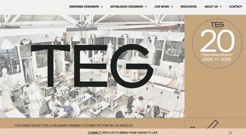 The Evans Group homepage — LA apparel development and cut-and-sew